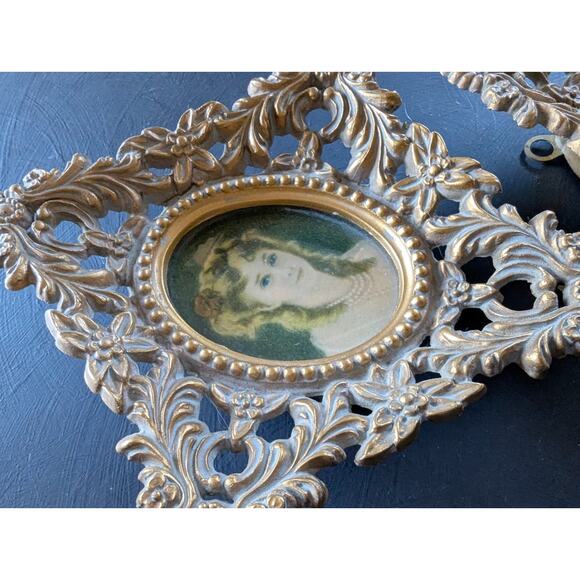 2 Cameo Creations Portraits in Ornate Gold Frames - Picture 2 of 4